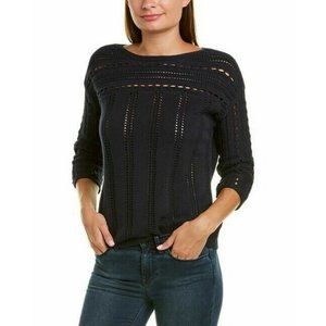 Vince Camuto Boatneck Pointelle Sweater dark Navy Blue Size XL New.  Beautiful.